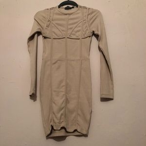 Stone thick rib binding detail bodycon dress size 8